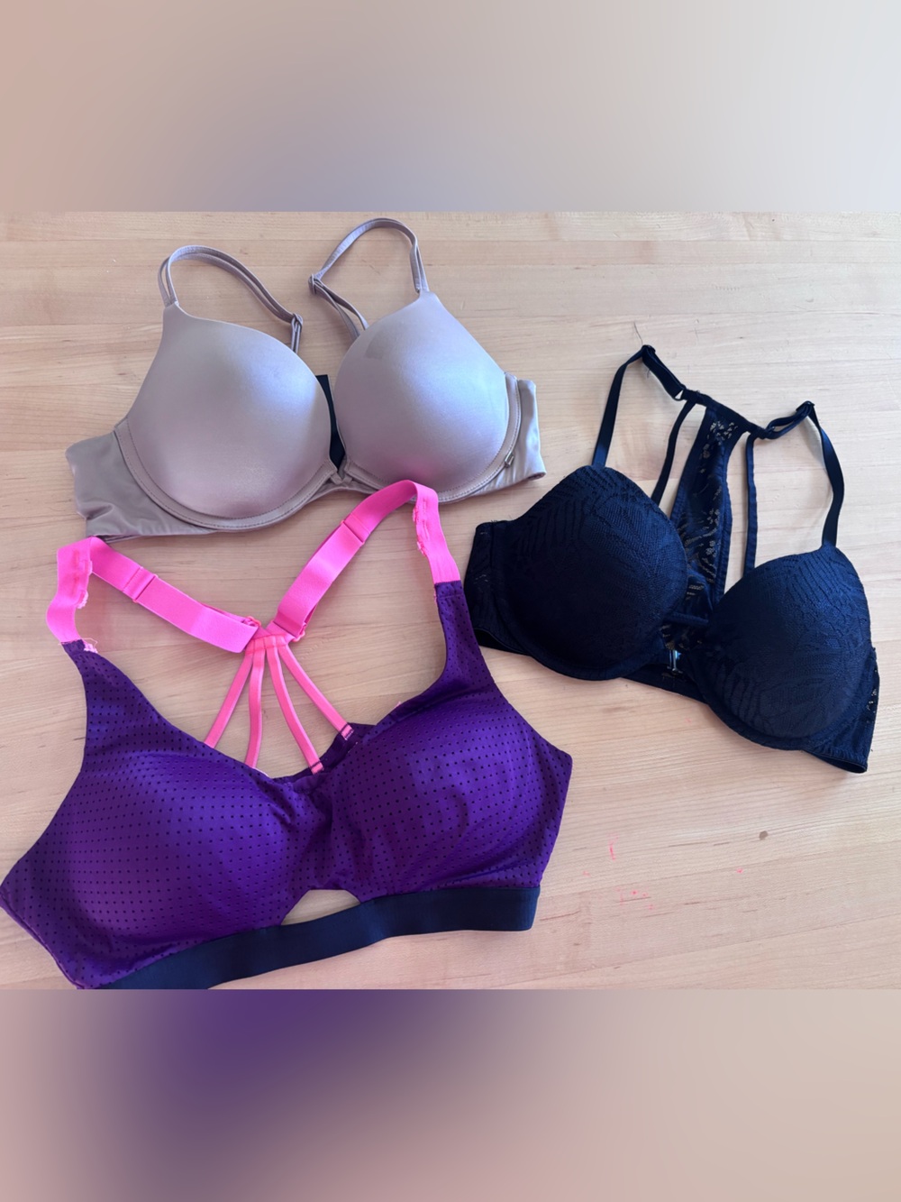 Women's Strappy Comfort Bras - Purple, Pink, Black, Nude